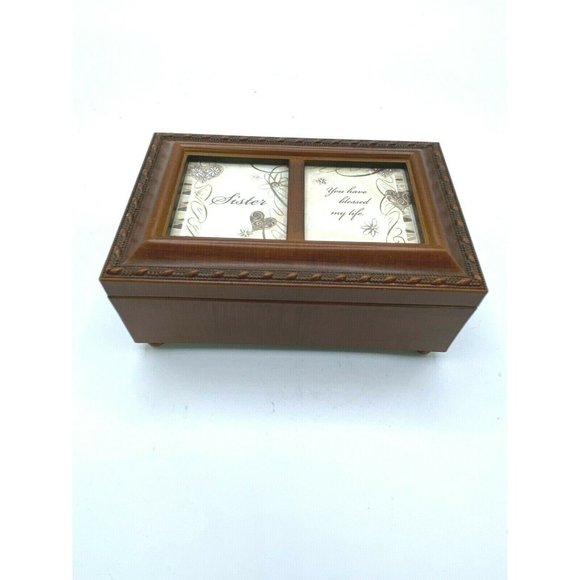 SANKYO COTTAGE GARDEN JEWELRY FLIP TOP MUSIC BOX 4" X 6" Viintage - Picture 8 of 12